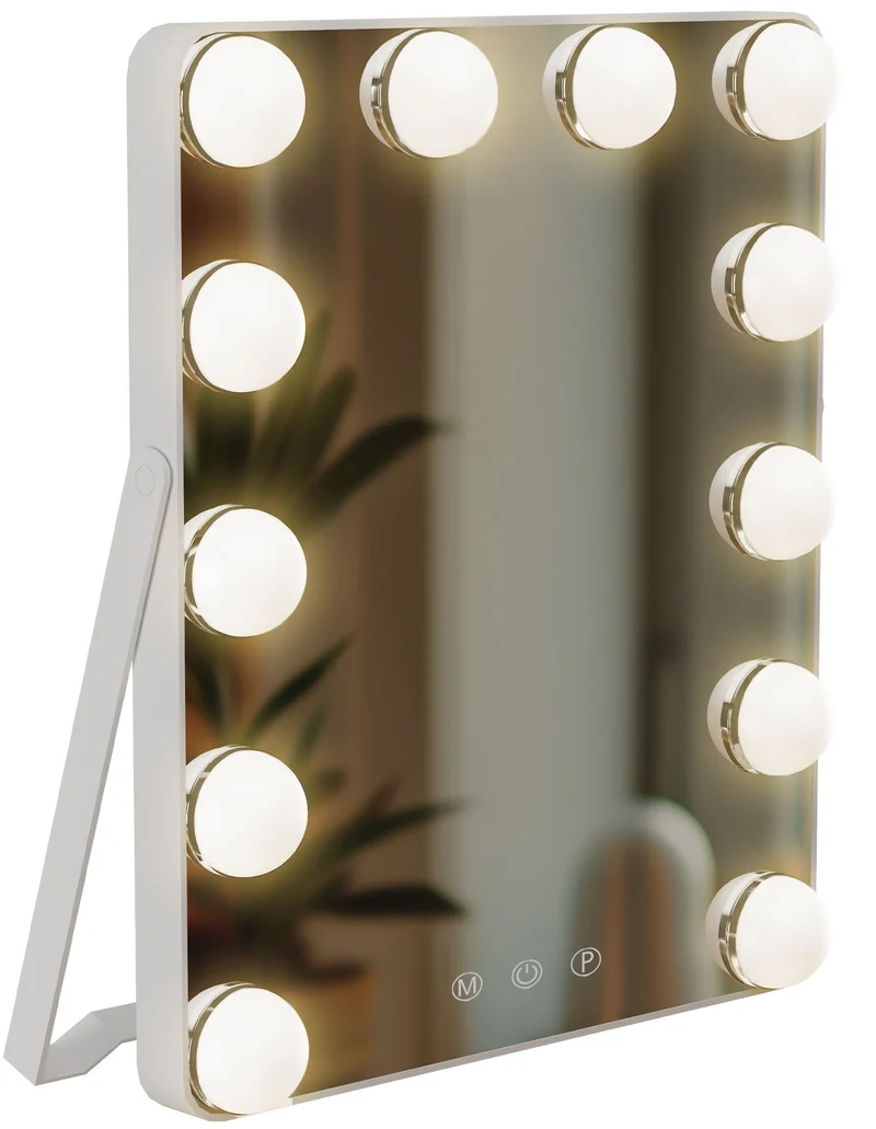 Miroir de maquillage LED 25 x 30 cm en métal et verre avec éclairage réglable et USB-C 10_0008952