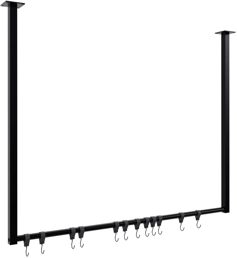 Tringle à vêtements suspendue porte-manteau avec 12 patères 100x80 cm acier thermolaqué noir 10_0009010