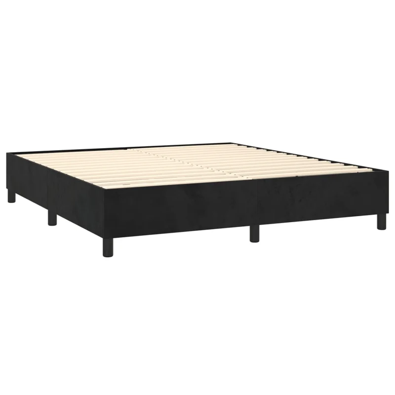 Sommier à lattes sur pieds cadre de lit 200x200 cm velours noir TDL0206988