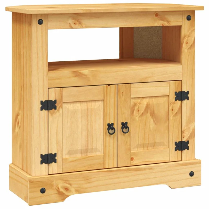 Meuble TV console avec une armoire et un compartiment 80 x 43 x 78 cm bois de pin massif DEC031991