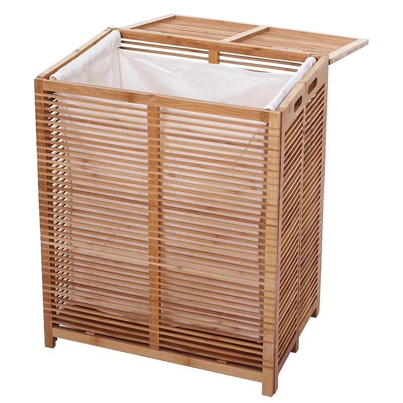 Panier à linge en bambou avec sac 61x50x35cm 105 litres SDB04028