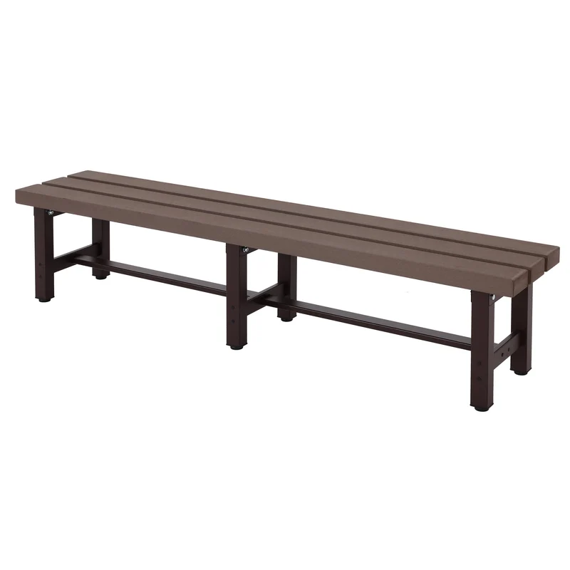 Banc de jardin en aluminium résistant au intempéries pieds réglable 180 cm marron 04_0005829