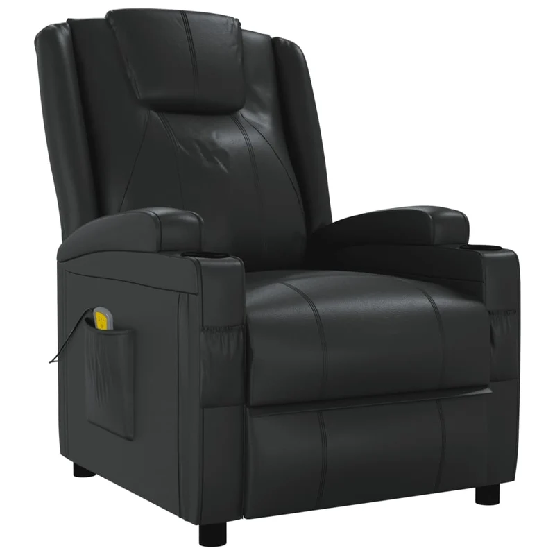 Fauteuil de relaxation avec fonction massage 6 points de massage en PVC noir DEC029241