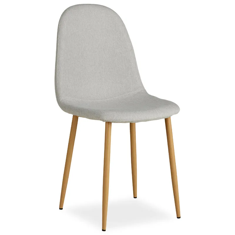 Chaise de salle à manger cuisine confortable et moderne en tissu gris pieds métal aspect bois CDS06004