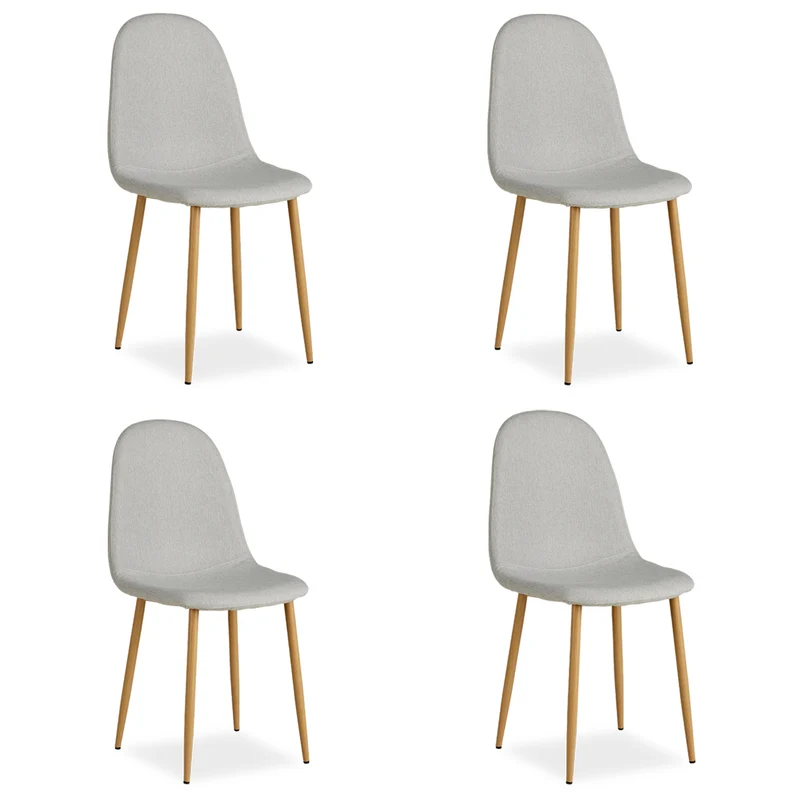 Lot de 4 chaises de salle à manger cuisine confortable et moderne en tissu gris pieds métal aspect bois CDS06204