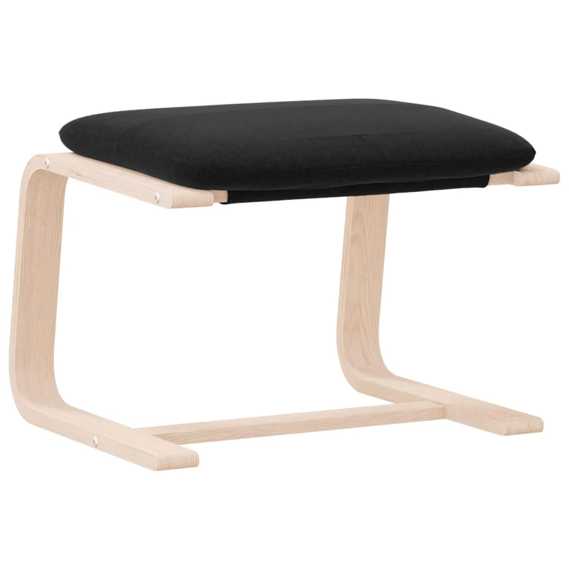 Repose-pieds tabouret 51 x 41 x 40 cm tissu noir cadre en bois de bouleau DEC030484