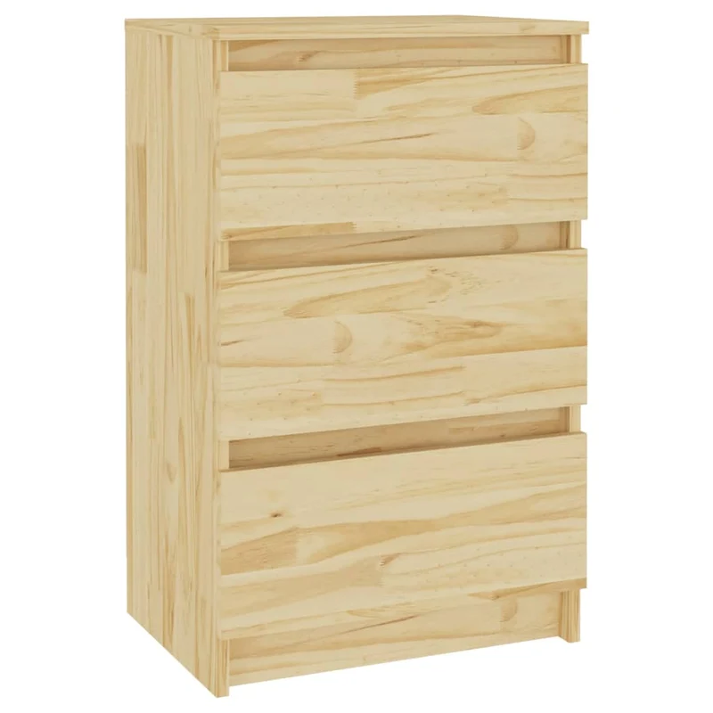 Table de chevet avec 3 tiroirs 40 x 29,5 x 64 cm bois de pin non traité DEC032914