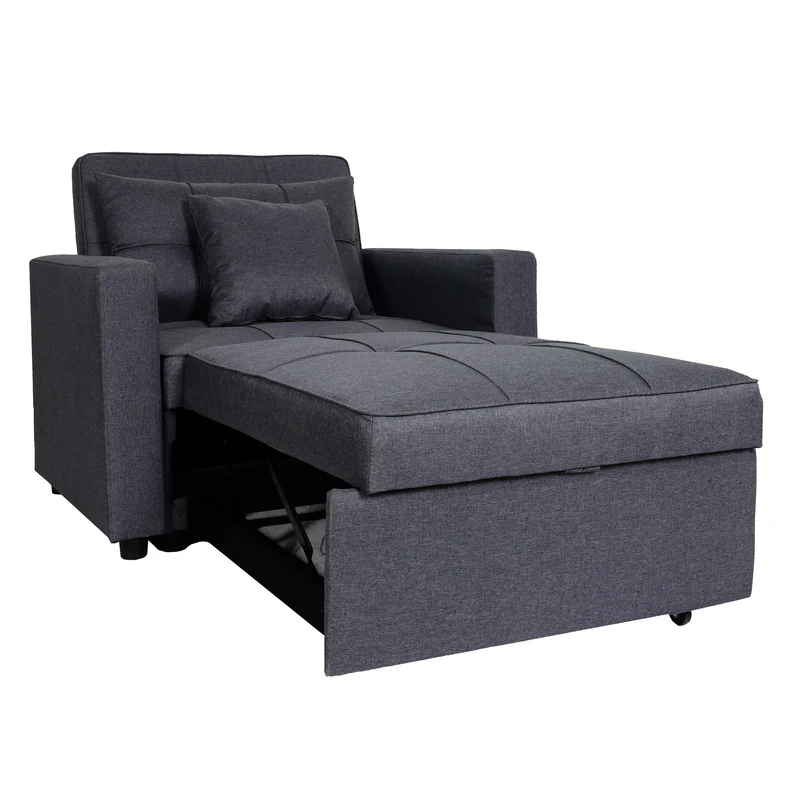 Fauteuil de couchage chaise longue canapé-lit lit d'appoint relaxation surface de couchage 103x197 cm en tissu gris foncé 04_0006249