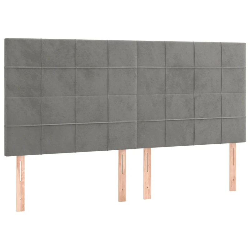 Tête de lit accessoire couchage chambre à coucher meuble à LED 200 x 5 x 118/128 cm tissu velours gris clair TDL0201322