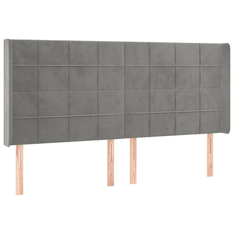 Tête de lit accessoire couchage chambre à coucher meuble à LED 203 x 16 x 118/128 cm tissu velours gris clair TDL0201300