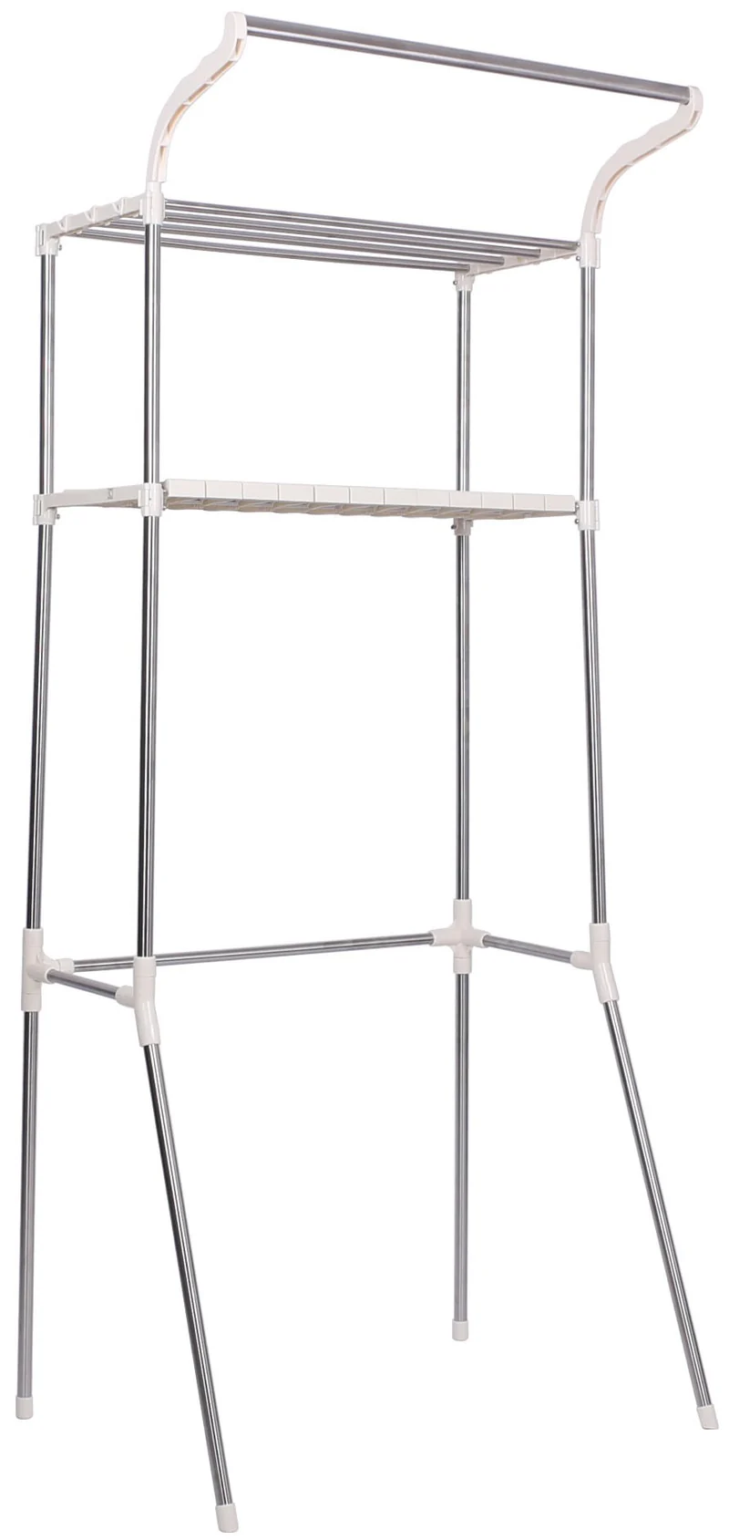 Étagère sur machine à laver en acier 70 cm avec 2 niveaux de rangement et tringle à vêtements 10_0008369