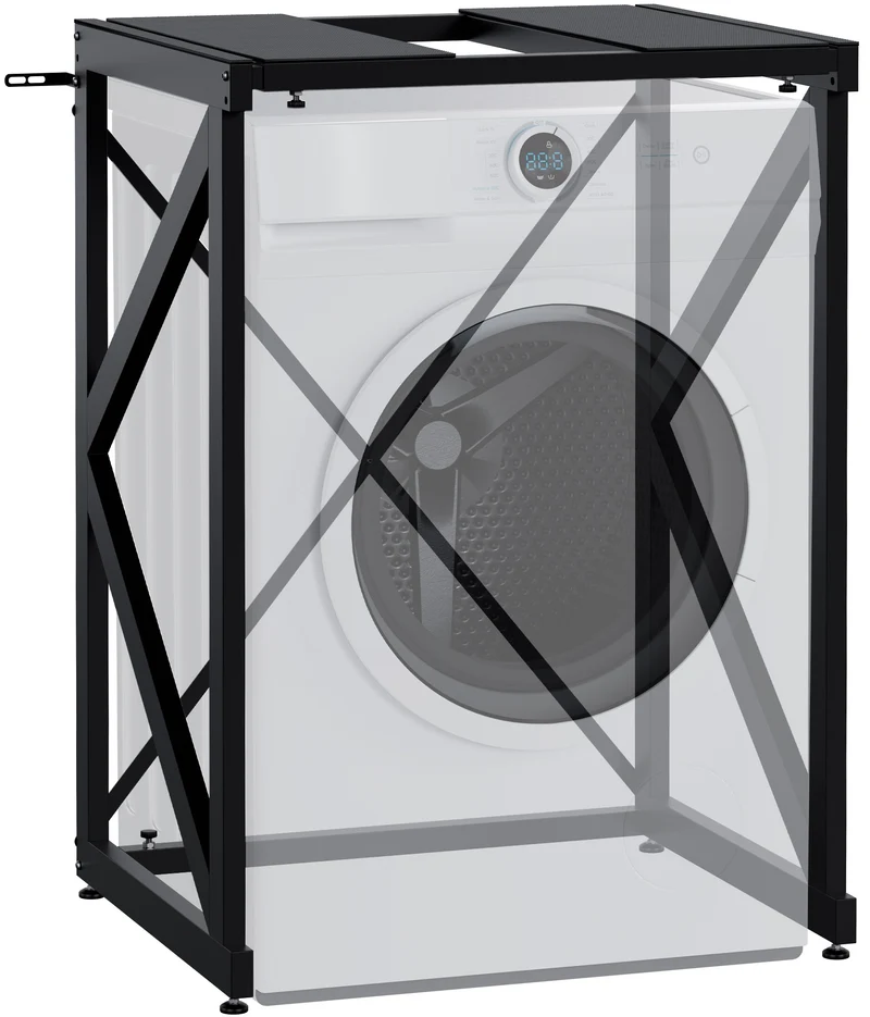 Étagère réglable pour machine à laver & sèche-linge – support métallique noir 300 kg 10_0008367