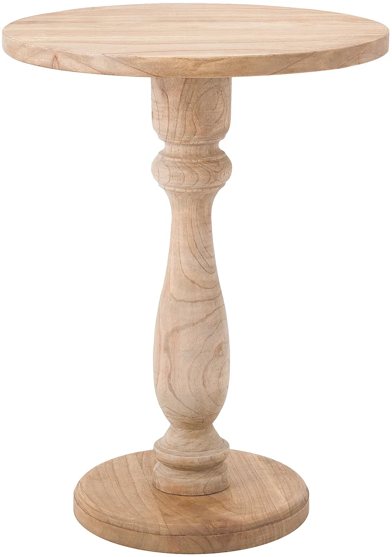 Table d’appoint ronde en bois de mindi massif 60 × Ø 50 cm fabriquée à la main 10_0009219
