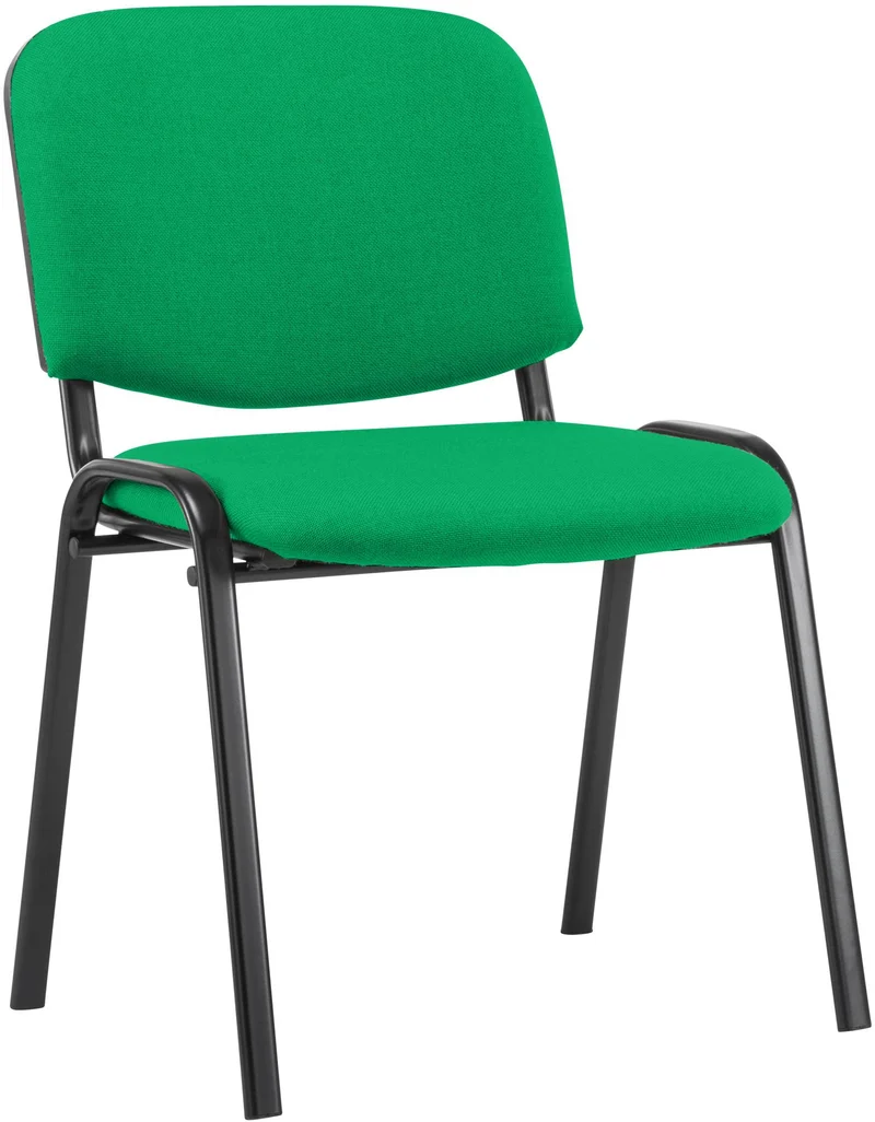 Chaise visiteur empilable zone d'attente en tissu vert piètement à 4 pieds en métal noir 10_0008876