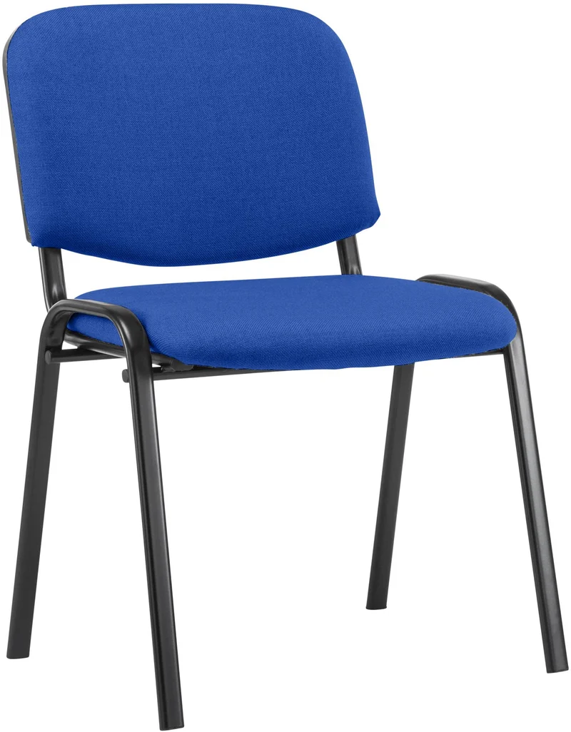 Chaise visiteur empilable zone d'attente en tissu bleu piètement à 4 pieds en métal noir 10_0008301