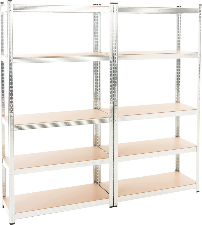 Lot de 2 étagères de rangement galvanisées 180 × 90 × 40 cm 5 tablettes MDF réglables 175 kg par niveau 10_0008949