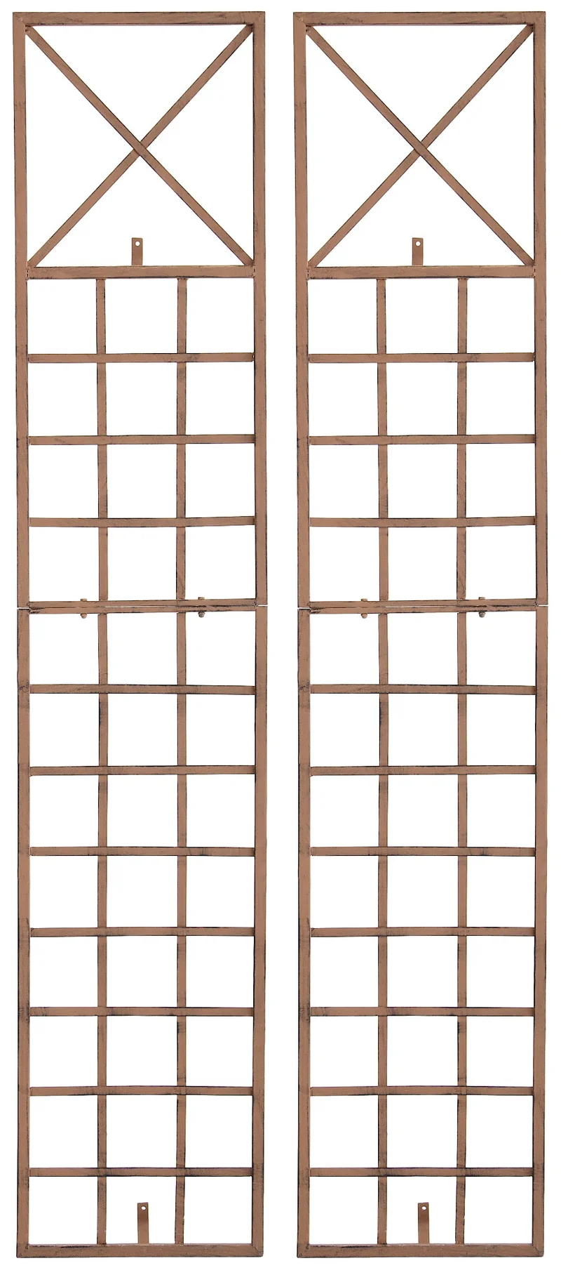 Lot de 2 treillis décoration mural jardin roses plantes grimpantes 198 x 40 cm métal marron vieilli 10_0008918