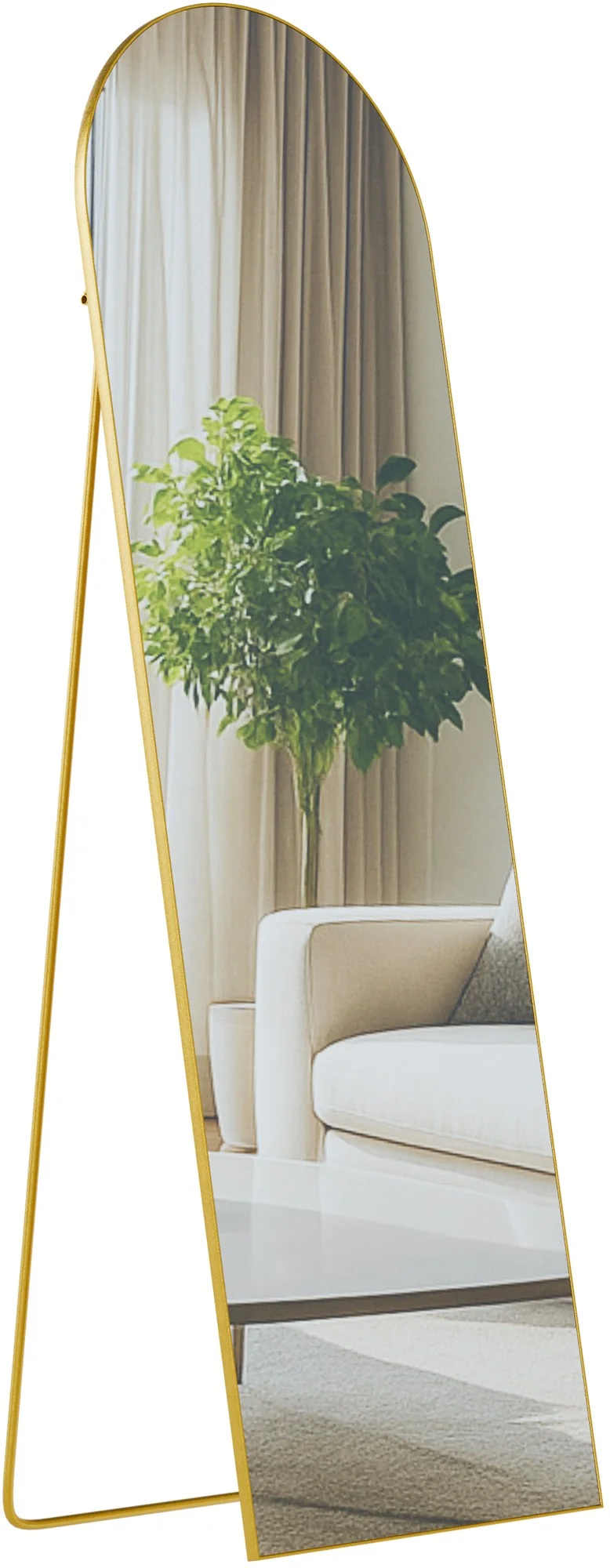 Miroir sur pied ou mural 160 × 50 cm cadre fin design élégant 160x50 cm cadre métal or brillant 10_0008895