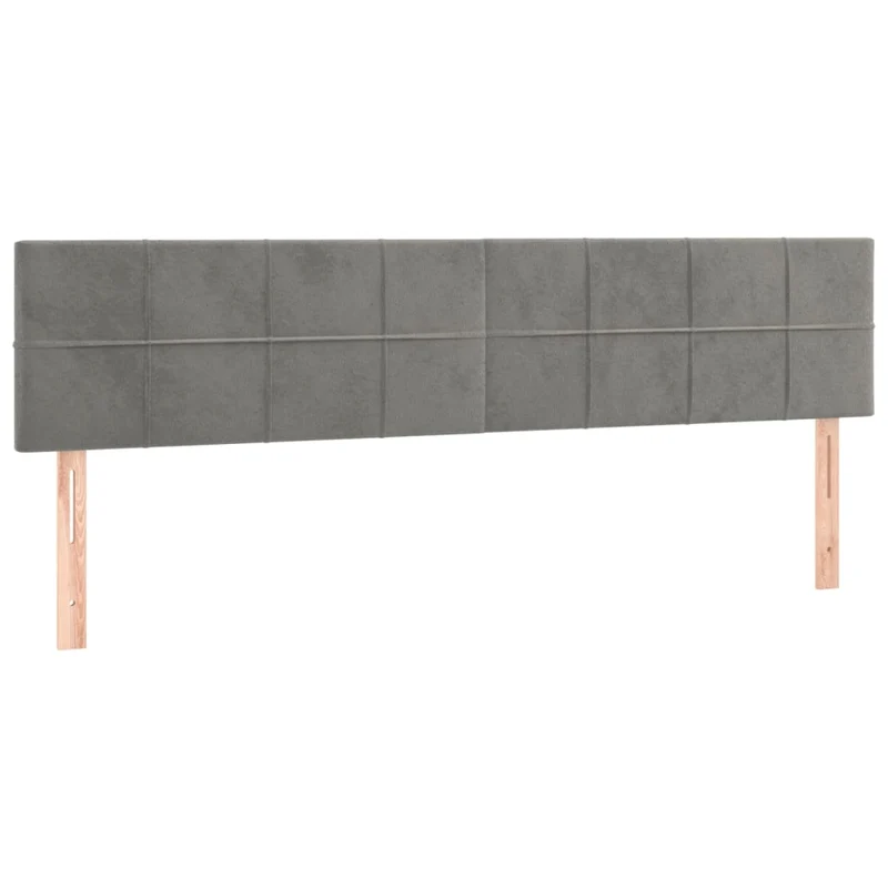 Tête de lit accessoire couchage chambre à coucher meuble à LED 200 x 5 x 78/88 cm tissu velours gris clair TDL0201313