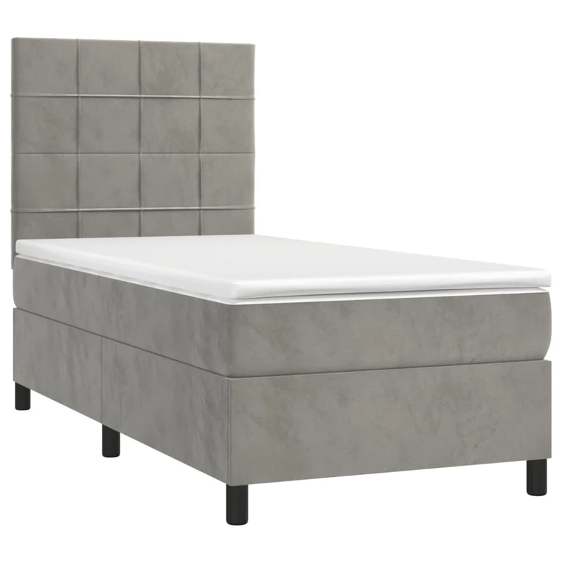 Cadre de lit LED avec sommier tête de lit matelas surmatelas 100x200 cm tissu velours gris clair TDL0207919