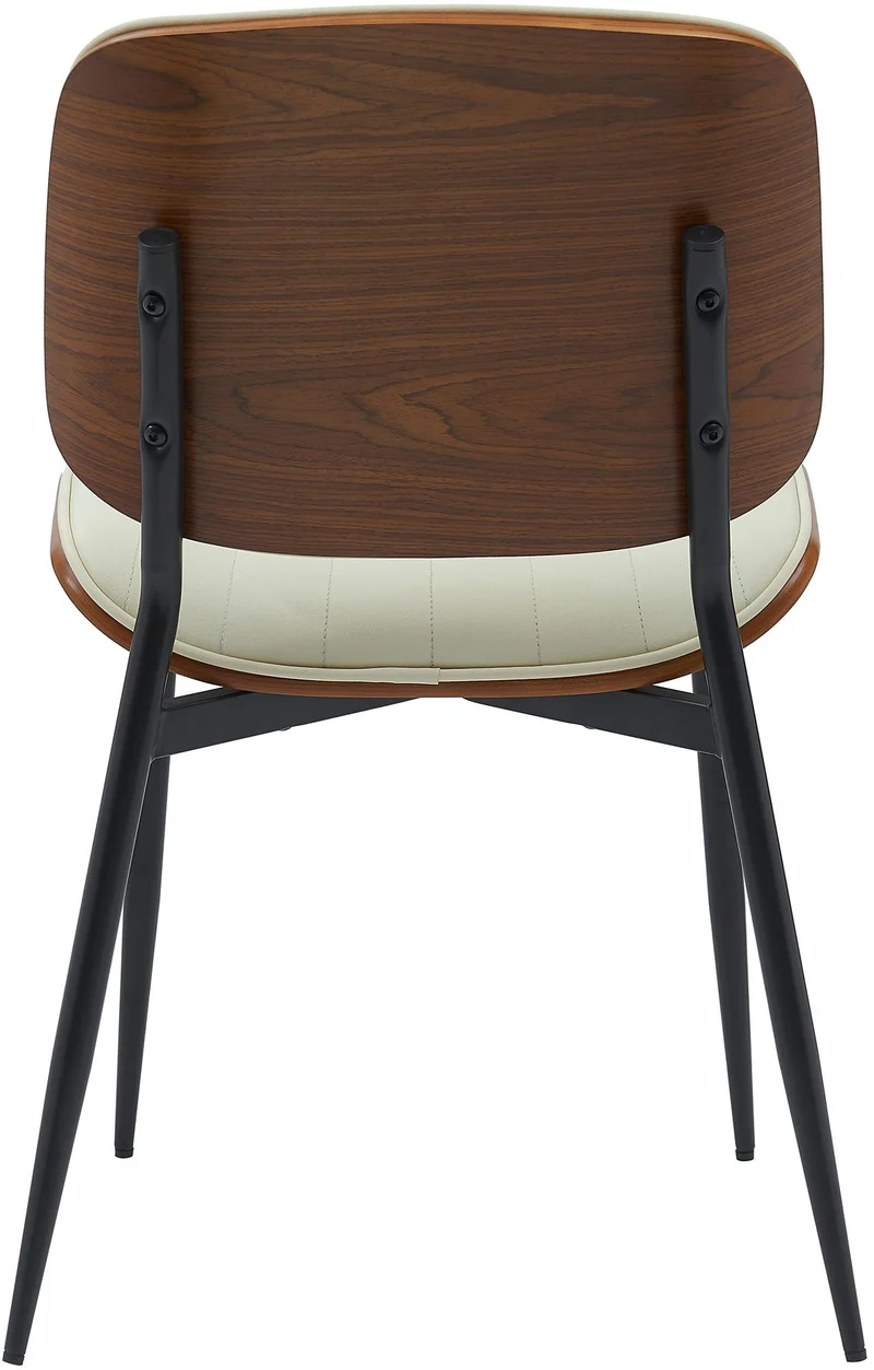 Chaise de salle à manger x1 design en PU crème avec bois courbé noyer – Confort et élégance 10_0008305