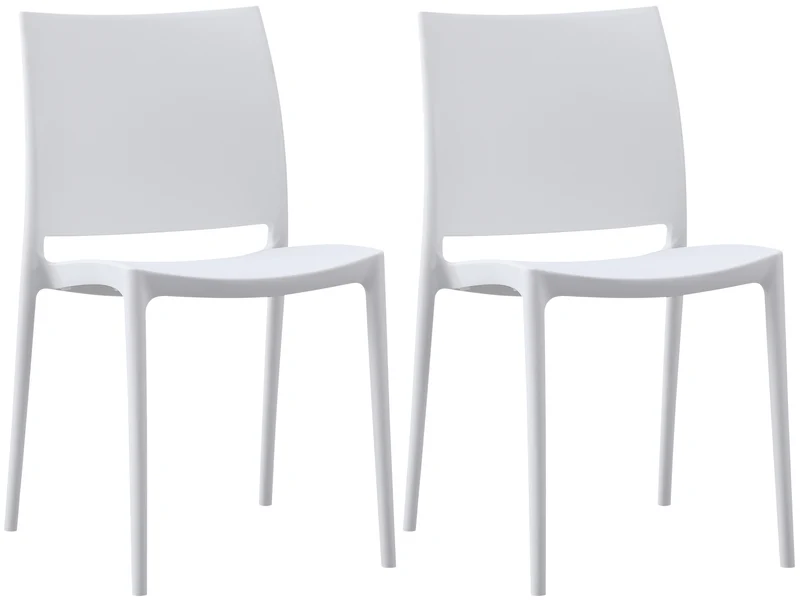 Lot de 2 chaises empilable design en plastique couleur blanc résistant aux UV – jardin terrasse et intérieur 10_0007915