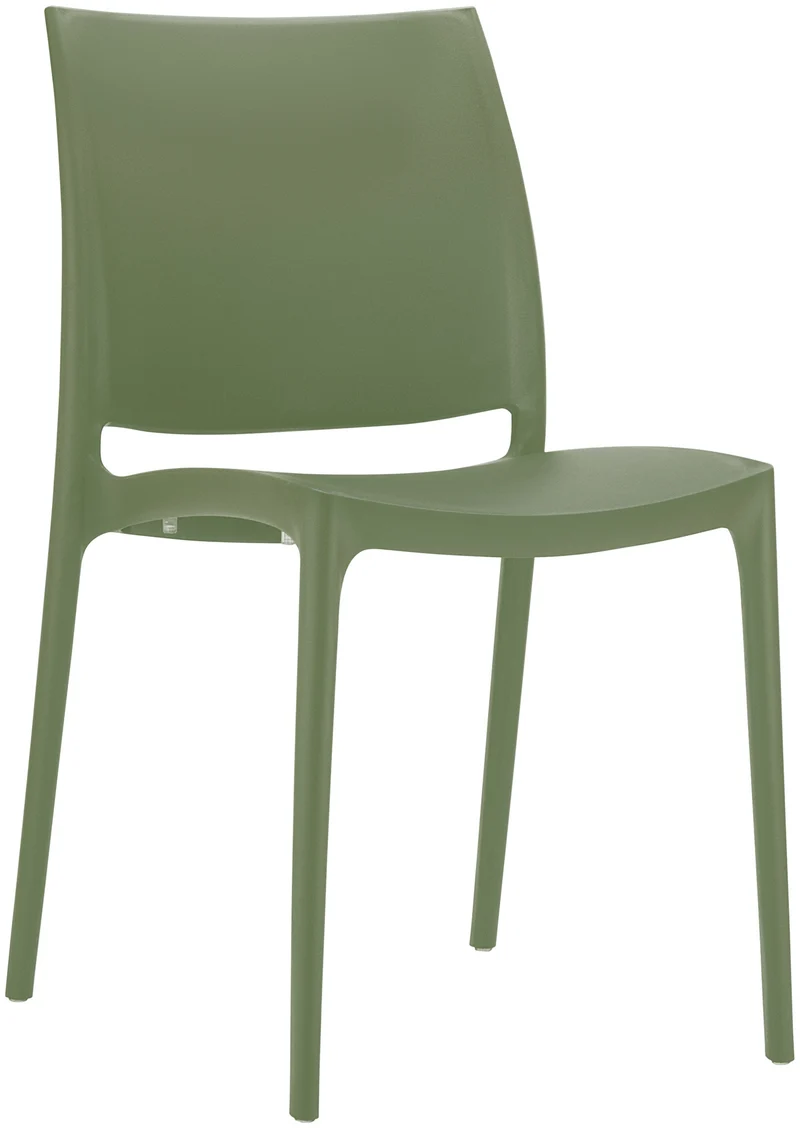 Chaise empilable design en plastique couleur olive résistant aux UV – jardin terrasse et intérieur 10_0007903