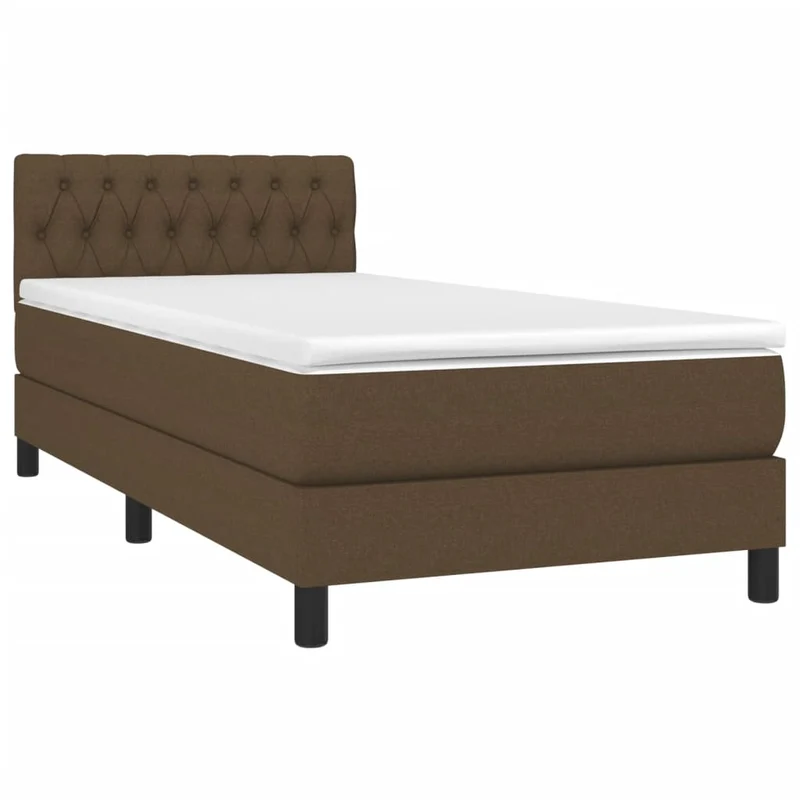 Cadre de lit LED avec sommier tête de lit matelas 90x200 cm tissu marron foncé TDL0208143