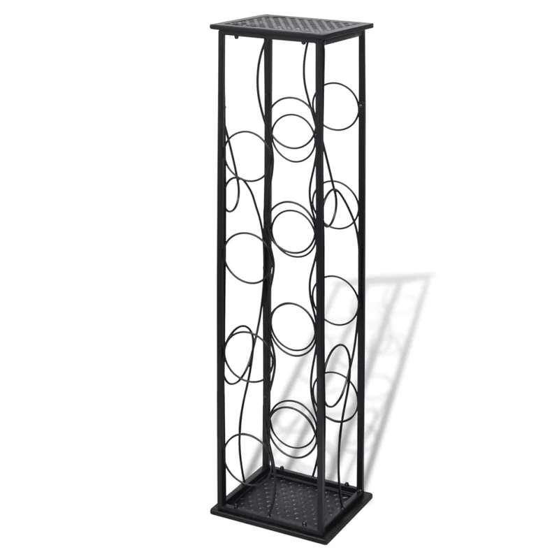 Casier range bouteilles étagère de rangement vin pour 8 bouteilles métal noir DEC024346