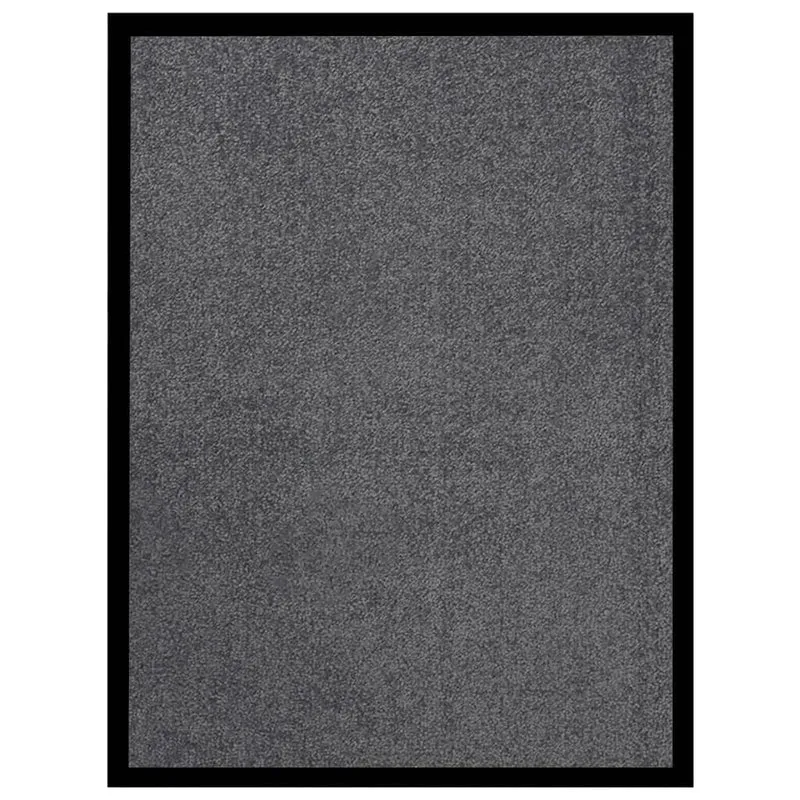Paillasson de porte d'entrée bordure noire support en vinyle antidérapant 40 x 60 cm PP torsadé anthracite DEC040582