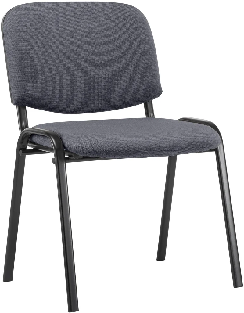 Chaise visiteur empilable zone d'attente en tissu gris piètement à 4 pieds en métal noir 10_0008591