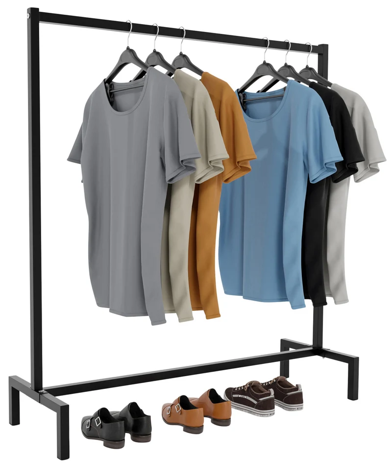 Portant à vêtements pour chambre ou dressing – acier robuste noir 120x38x120 cm 10_0008986