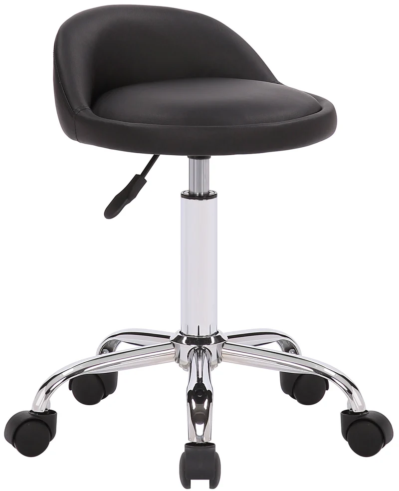 Tabouret de travail cabinets de médecins dentistes salons esthétique en métal chromé et PVC noir 10_0003235