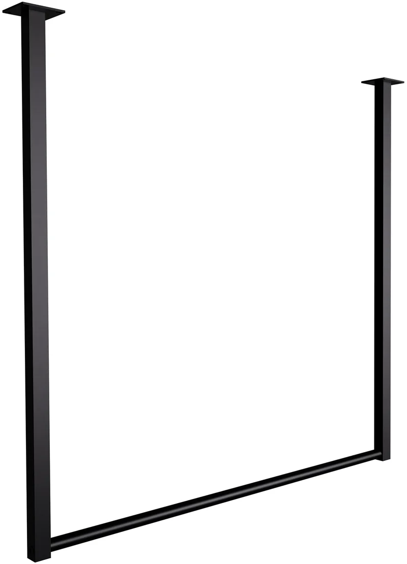 Tringle à vêtements suspendue porte-manteau 80x80 cm acier thermolaqué noir 10_0008983