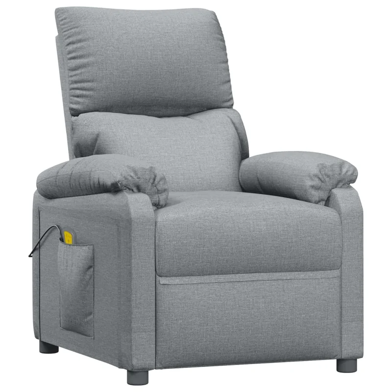 Fauteuil de relaxation avec fonction d'inclinaison manuelle 6 points de massage en tissu gris clair DEC029191