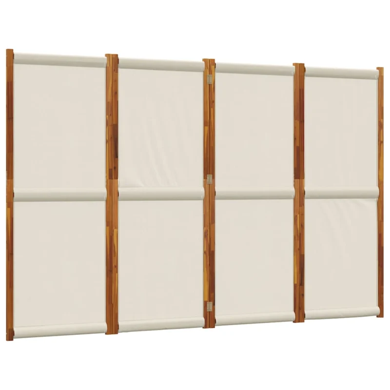 Paravent séparateur de pièce cloison 4 panneaux 280 x 180 cm textilène gris et bois DEC030865