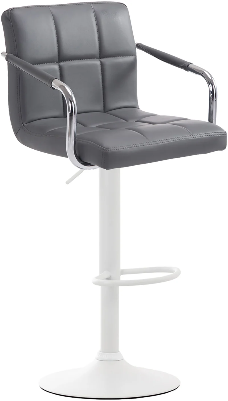 Tabouret de bar x1 repose-pieds en synthétique gris pieds trompette en métal blanc TDB10526