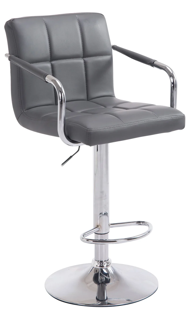 Tabouret de bar repose-pieds en synthétique gris pieds trompette en métal chromé TDB10520