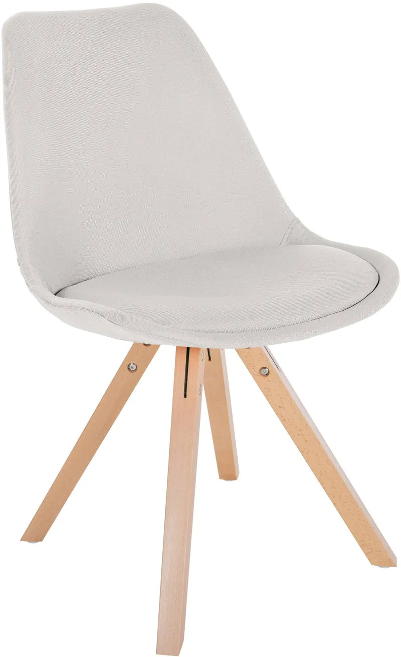 Chaise de salle à manger x1 style scandinave en tissu crème pieds en bois clair 10_0007439