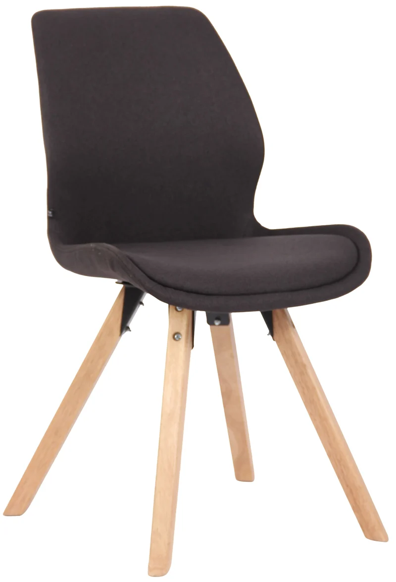 Chaise de salle à manger x1 design scandinave en tissu noir et pieds en bois carrés clair 10_0007505
