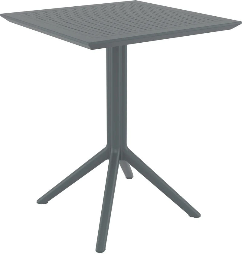Table de jardin carrée gris foncé – design moderne en résine plastique résistante 10_0002954