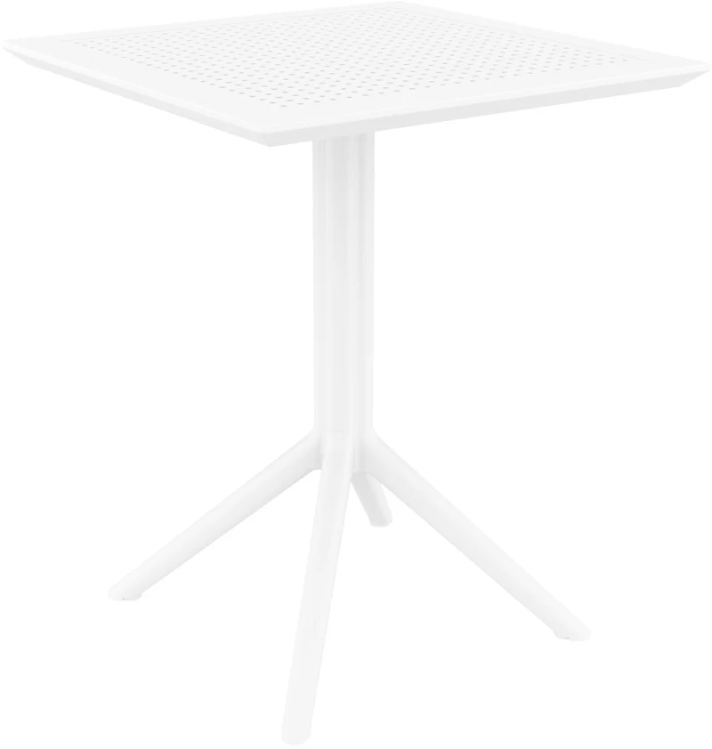 Table de jardin carrée blanc – design moderne en résine plastique résistante 10_0002952