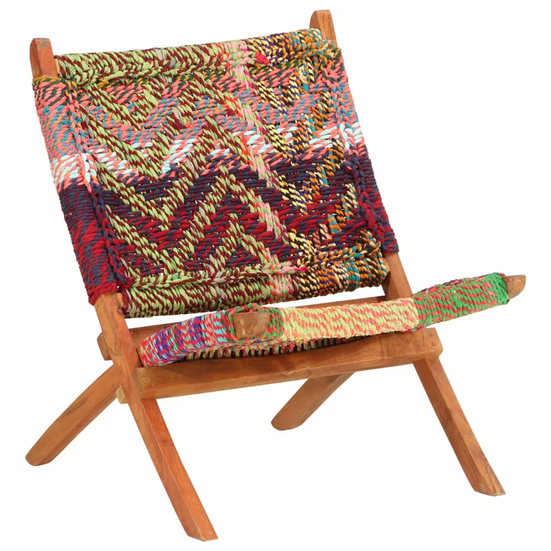 Fauteuil lounge design moderne pliable chindi tissu multicolore DEC026799