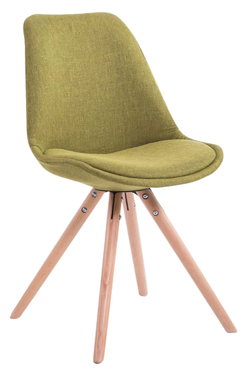 Chaise de salle à manger design scandinave en tissu vert et pieds en bois clair forme rond 10_0003454