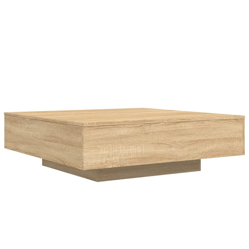 Table basse design moderne et contemporaine 100 x 100 x 31 cm bois d'ingénierie couleur chêne DEC038835