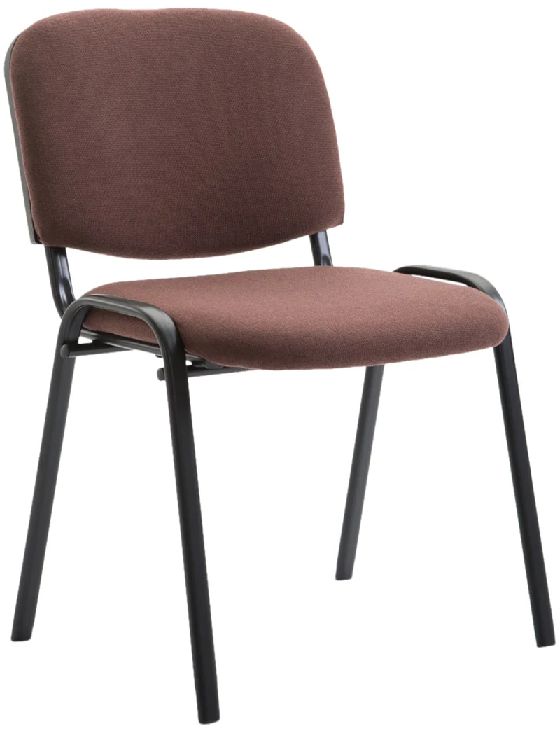 Chaise visiteur empilable zone d'attente en tissu marron piètement à 4 pieds en métal noir 10_0003397