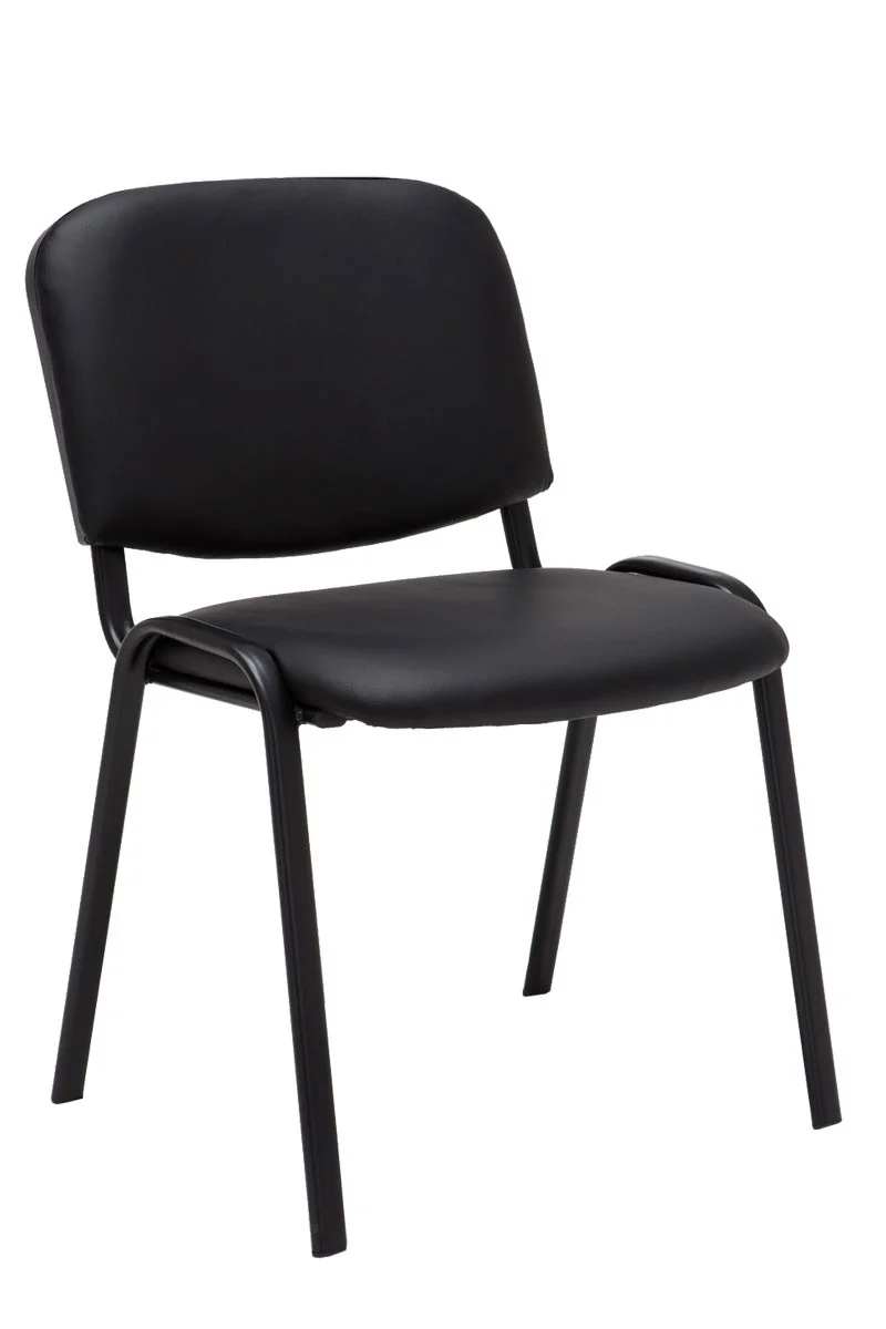 Chaise visiteur assise rembourrée en synthétique noir BUR10067
