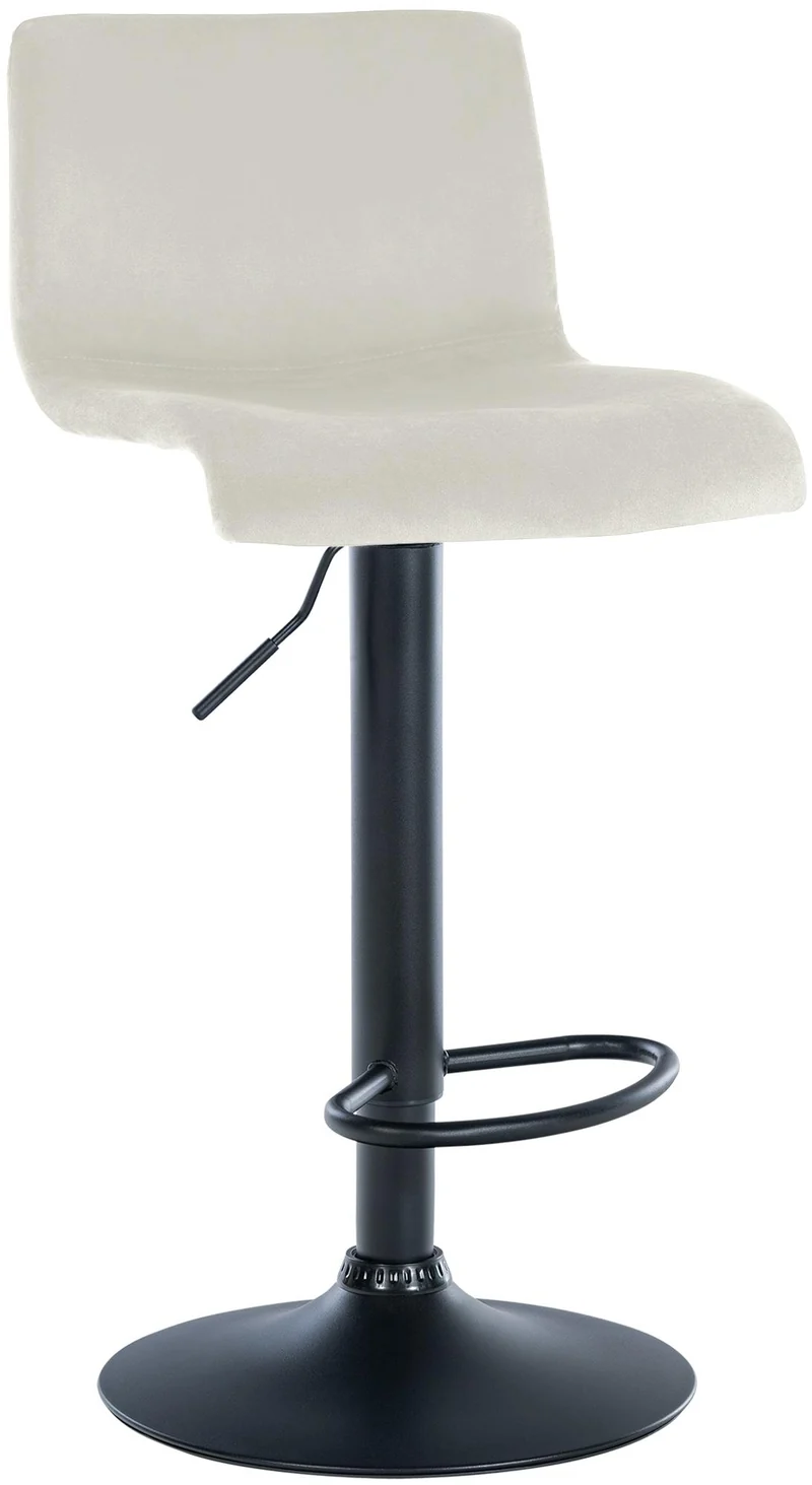 Tabouret de bar x1 repose-pieds hauteur réglable dossier bas en velours crème cadre métal noir 10_0005827