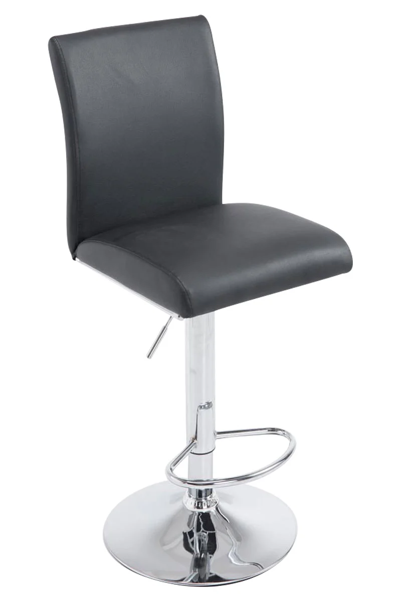 Tabouret de bar x1 avec dossier hauteur réglable en PVC noir cadre en métal chromé 10_0005798