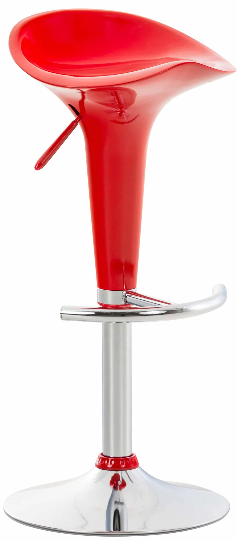 Tabouret de bar chaise haute x1 hauteur réglable style contemporain – assise plastique rouge brillant 10_0006059